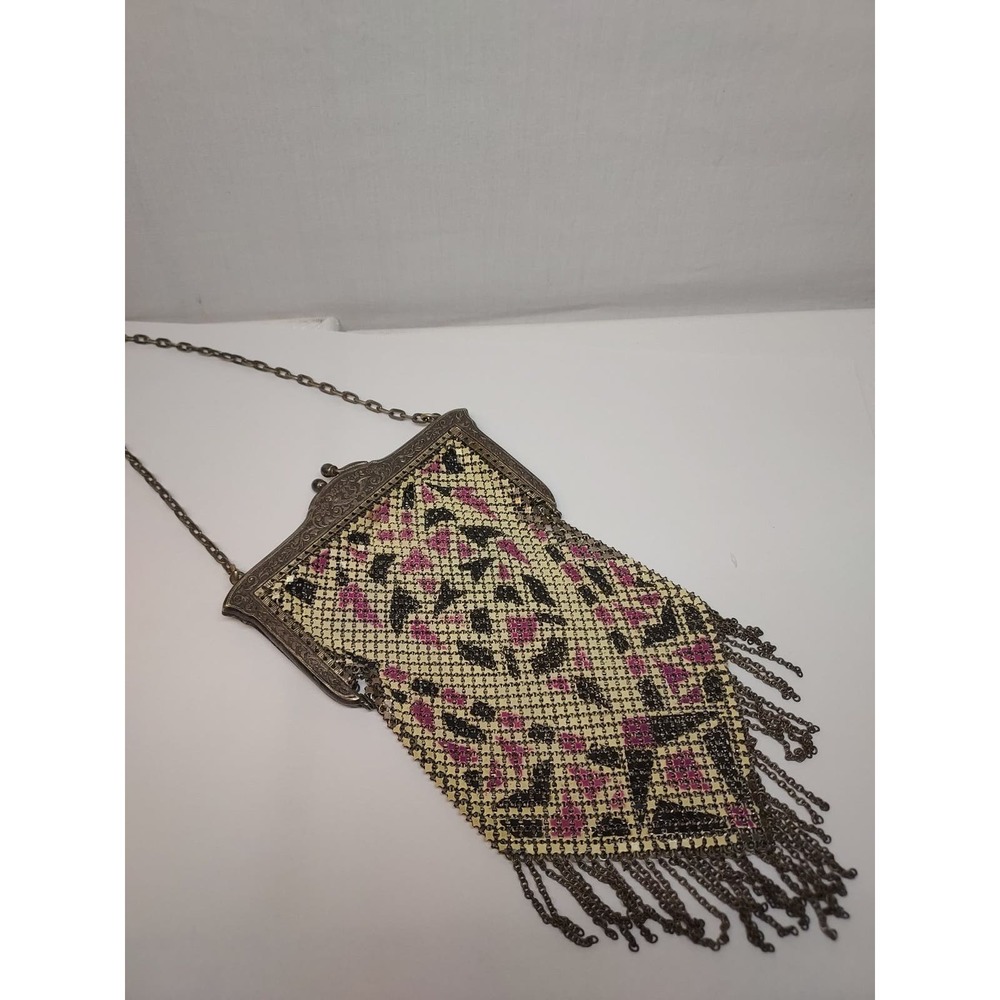 1920's Vintage Enameled Mesh Purse